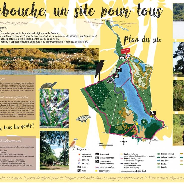 Panneau du plan du domaine de Bellebouche affiché à l'entrée du site